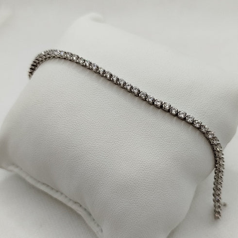 Bracciale oro Bianco 18k tennis zirconi bianchi 19 cm 8.60 gr | Gioiellitosti.it