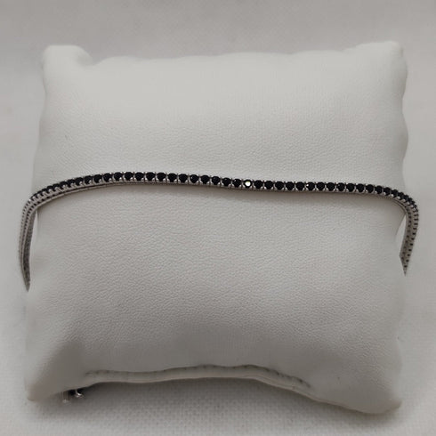 Bracciale oro bianco 18k tennis zirconi neri 20.5 cm 8.50 gr | Gioiellitosti.it