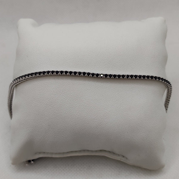 Bracciale oro bianco 18k tennis zirconi neri 20.5 cm 8.50 gr | Gioiellitosti.it