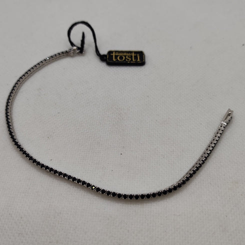 Bracciale oro bianco 18k tennis zirconi neri 20.5 cm 8.50 gr | Gioiellitosti.it