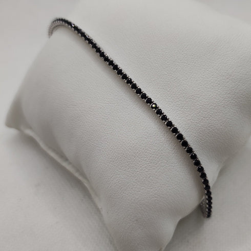 Bracciale oro bianco 18k tennis zirconi neri 20.5 cm 8.50 gr | Gioiellitosti.it