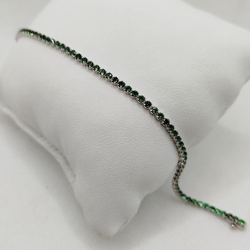Bracciale oro Bianco 18k tennis zirconi verdi 19.5 cm 3.90 gr | Gioiellitosti.it