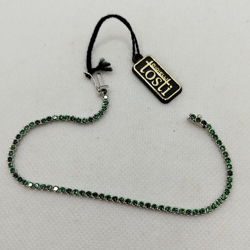 Bracciale oro Bianco 18k tennis zirconi verdi 19.5 cm 3.90 gr | Gioiellitosti.it