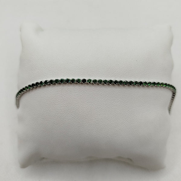 Bracciale oro Bianco 18k tennis zirconi verdi 19.5 cm 3.90 gr | Gioiellitosti.it
