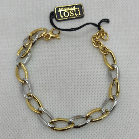 Bracciale oro maglia intrecciata bicolore 21 cm 4.90 gr | Gioiellitosti.it