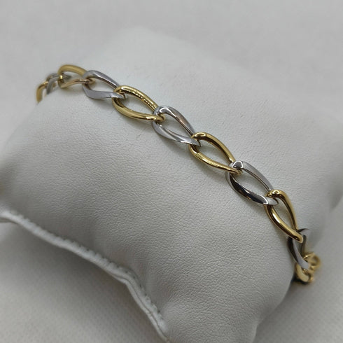 Bracciale oro maglia intrecciata bicolore 21 cm 4.90 gr | Gioiellitosti.it