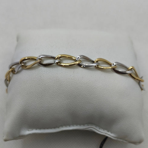 Bracciale oro maglia intrecciata bicolore 21 cm 4.90 gr | Gioiellitosti.it