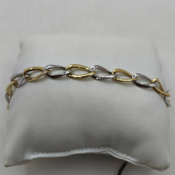 Bracciale oro maglia intrecciata bicolore 21 cm 4.90 gr | Gioiellitosti.it