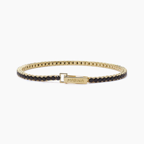 Bracciale tennis Mabina 533658-S Zirconi neri Argento placcato Oro | Gioielli Tosti