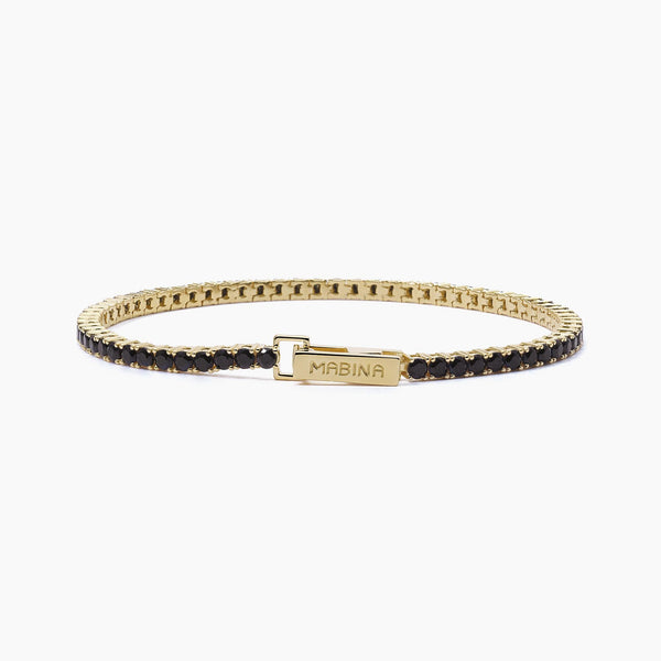 Bracciale tennis Mabina 533658-S Zirconi neri Argento placcato Oro | Gioielli Tosti