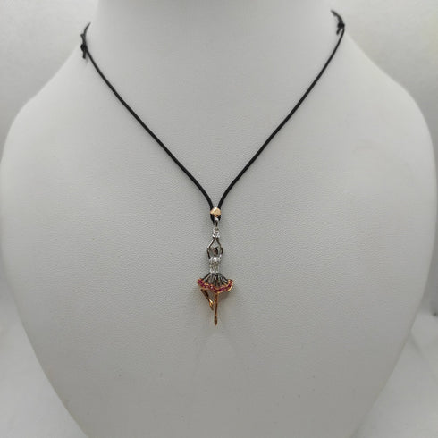Ciondolo Ballerina Oro 18k Bianco Rosé Rubini Diamanti | Gioiellitosti.it