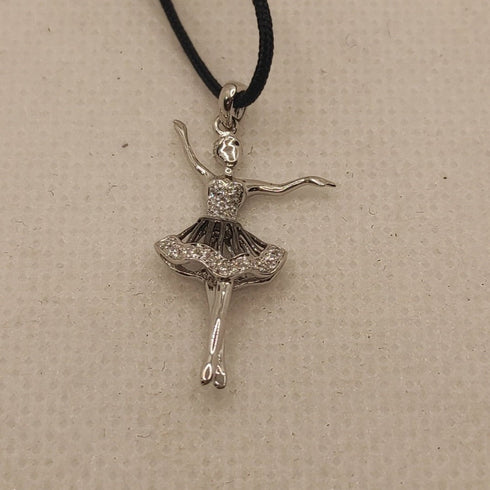 Ciondolo Ballerina Oro 18k Bianco Rubini e Diamanti | Gioiellitosti.it