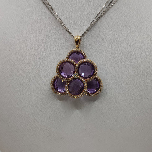 Ciondolo con ametista e diamanti oro 18k | Gioiellitosti.it