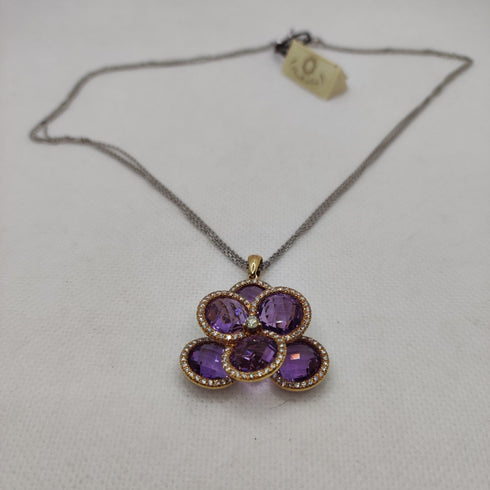 Ciondolo con ametista e diamanti oro 18k | Gioiellitosti.it
