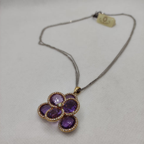 Ciondolo con ametista e diamanti oro 18k | Gioiellitosti.it