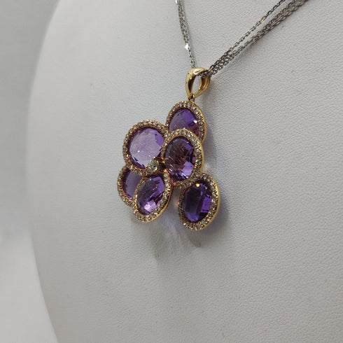 Ciondolo con ametista e diamanti oro 18k | Gioiellitosti.it