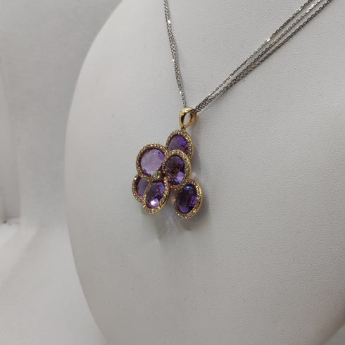 Ciondolo con ametista e diamanti oro 18k | Gioiellitosti.it