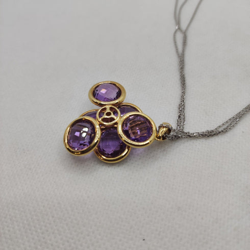 Ciondolo con ametista e diamanti oro 18k | Gioiellitosti.it
