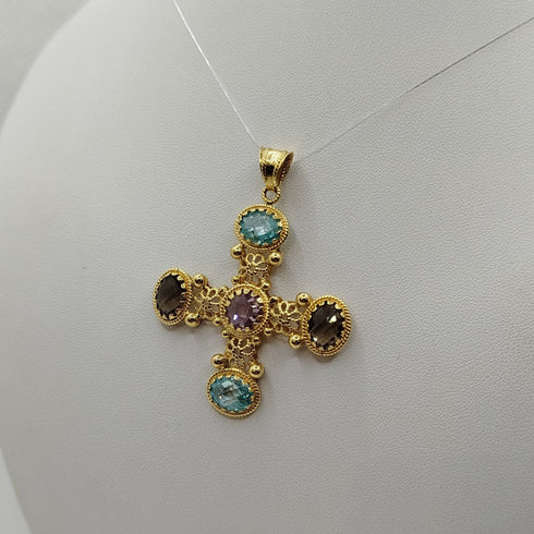 Ciondolo con Ametista e Topazi Oro 18k 8.70 gr | Gioiellitosti.it