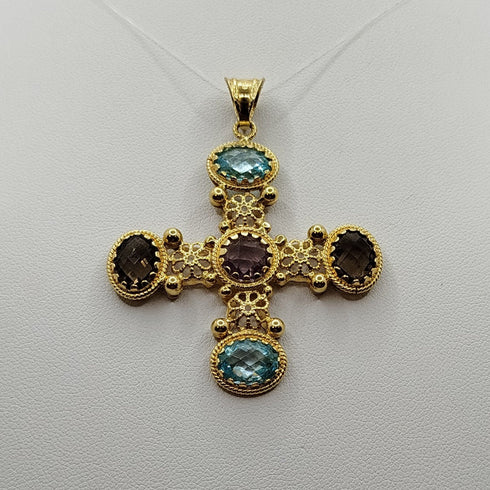 Ciondolo con Ametista e Topazi Oro 18k 8.70 gr | Gioiellitosti.it