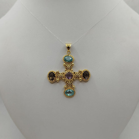 Ciondolo con Ametista e Topazi Oro 18k 8.70 gr | Gioiellitosti.it