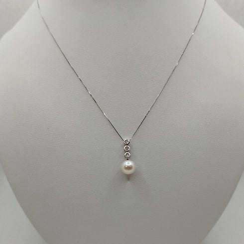 Ciondolo con perla e diamanti con collana oro 18k | Gioiellitosti.it