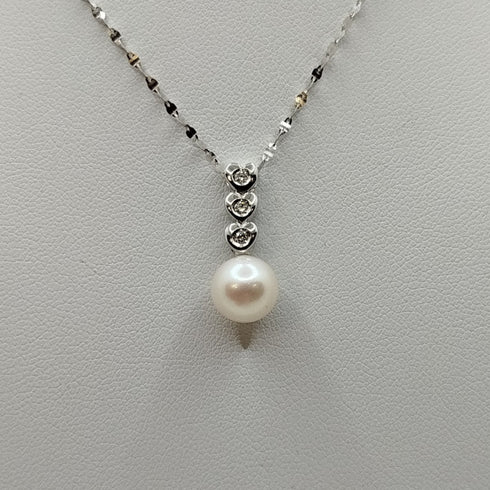 Ciondolo con perla oro bianco e diamanti con collana | Gioiellitosti.it