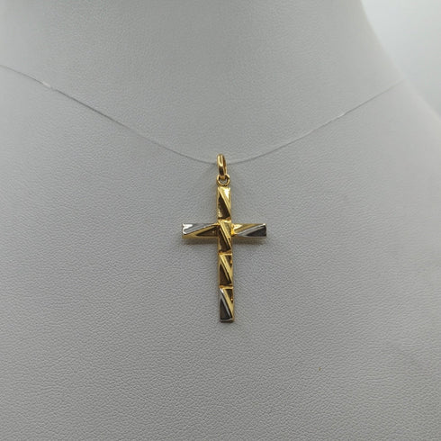 Ciondolo Croce oro 18 kt Bicolore Uomo 1.20 gr | Gioielli Tosti