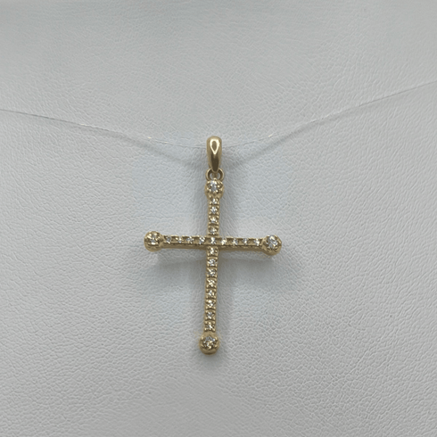 Ciondolo Croce oro 18 kt con Zirconi 2.00 gr | Gioielli Tosti
