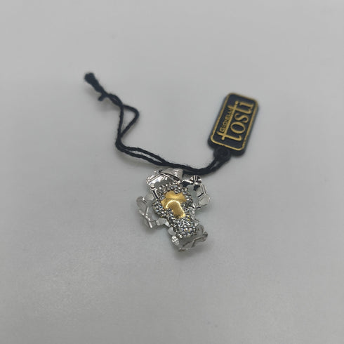 Ciondolo Croce Oro 18k Bianco e Giallo Piccolo 1,10 gr | Gioielli Tosti