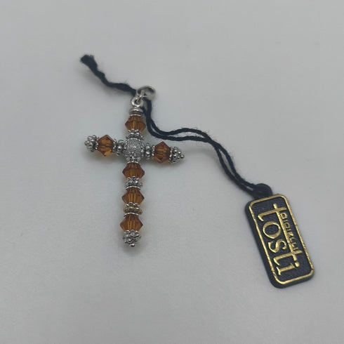 Ciondolo Croce Oro 18k con Topazio Giallo Stile Vintage 3,60 gr | Gioielli Tosti