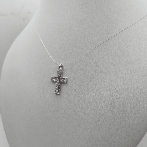 Ciondolo Croce Oro 18k con Zirconi e Rubini 1,70 gr | Gioielli Tosti