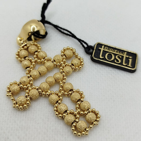 Ciondolo Croce oro 18k donna pendente diamantato gr 12,20 | Gioiellitosti.it