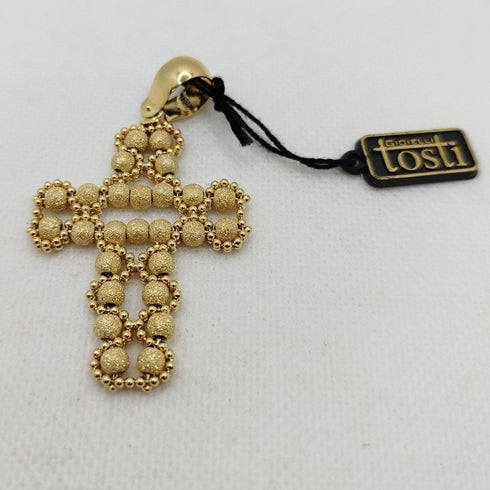 Ciondolo Croce oro 18k donna pendente diamantato gr 12,20 | Gioiellitosti.it