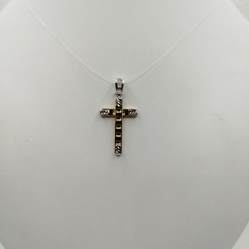 Ciondolo Croce oro bicolore 1.50 gr | Gioiellitosti.it