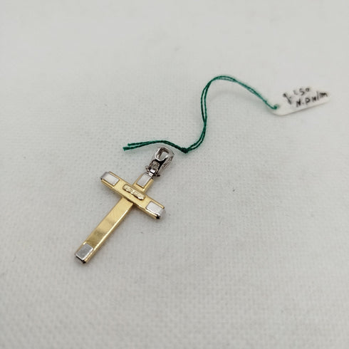 Ciondolo Croce oro bicolore 1.50 gr | Gioiellitosti.it