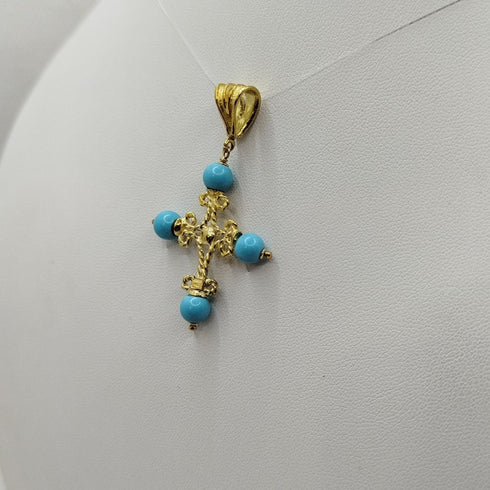 Ciondolo di Turchese e Oro 18k giallo 4.20 gr | Gioiellitosti.it