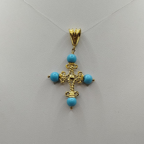 Ciondolo di Turchese e Oro 18k giallo 4.20 gr | Gioiellitosti.it