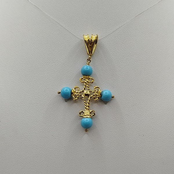 Ciondolo di Turchese e Oro 18k giallo 4.20 gr | Gioiellitosti.it