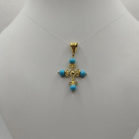 Ciondolo di Turchese e Oro 18k giallo 4.20 gr | Gioiellitosti.it