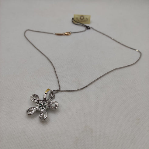 Ciondolo Smeraldi e Diamanti e collana oro 18k bianco | Gioiellitosti.it