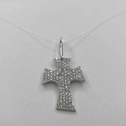 Ciondolo Tao Croce Oro 18k Bianco con Zirconi 4,00 gr | Gioielli Tosti