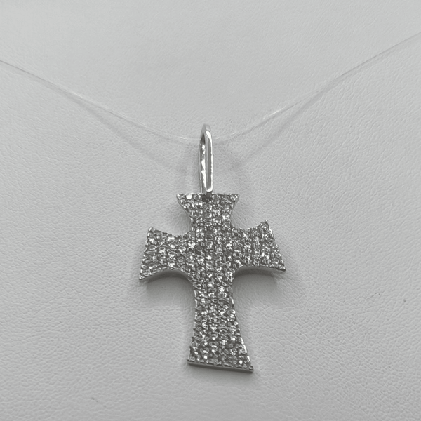 Ciondolo Tao Croce Oro 18k Bianco con Zirconi 4,00 gr | Gioielli Tosti