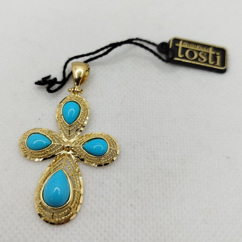 Ciondolo Turchese e Oro Giallo 18k 5.10 gr | Gioiellitosti.it