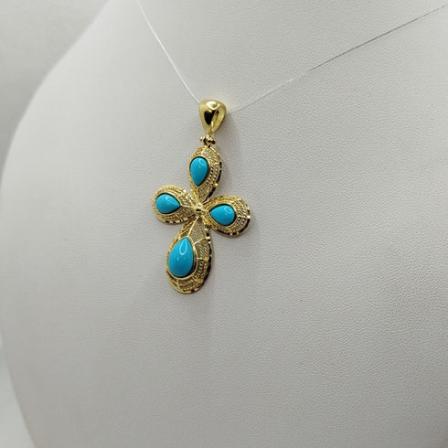 Ciondolo Turchese e Oro Giallo 18k 5.10 gr | Gioiellitosti.it
