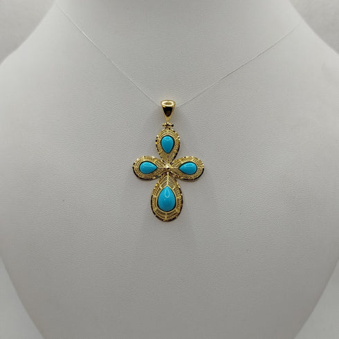 Ciondolo Turchese e Oro Giallo 18k 5.10 gr | Gioiellitosti.it
