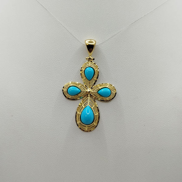 Ciondolo Turchese e Oro Giallo 18k 5.10 gr | Gioiellitosti.it