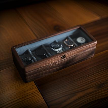 Cofanetto Porta Orologi Legno Noce 5 Posti | Gioiellitosti.it
