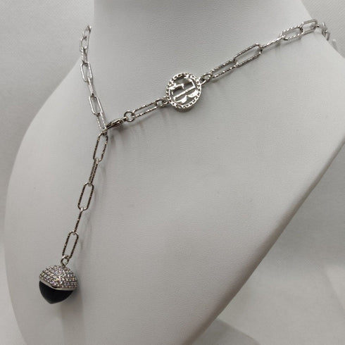 Collana a catena con ciondolo onice e cristalli Boccadamo KGR006N | Gioiellitosti.it