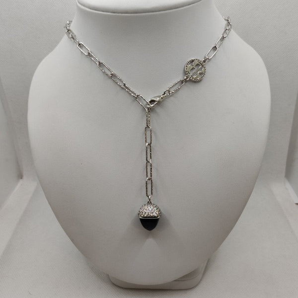 Collana a catena con ciondolo onice e cristalli Boccadamo KGR006N | Gioiellitosti.it